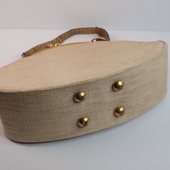 Vintage 60s 70s MAHLER Handmade Leather & Woven Kiss Lock Frame Handbag RARE - Picture 4 of 16